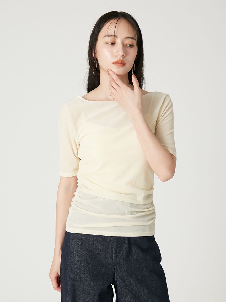 FRAY I.D「シアーベロアバックオープンTシャツ」|Tシャツ・カットソー|