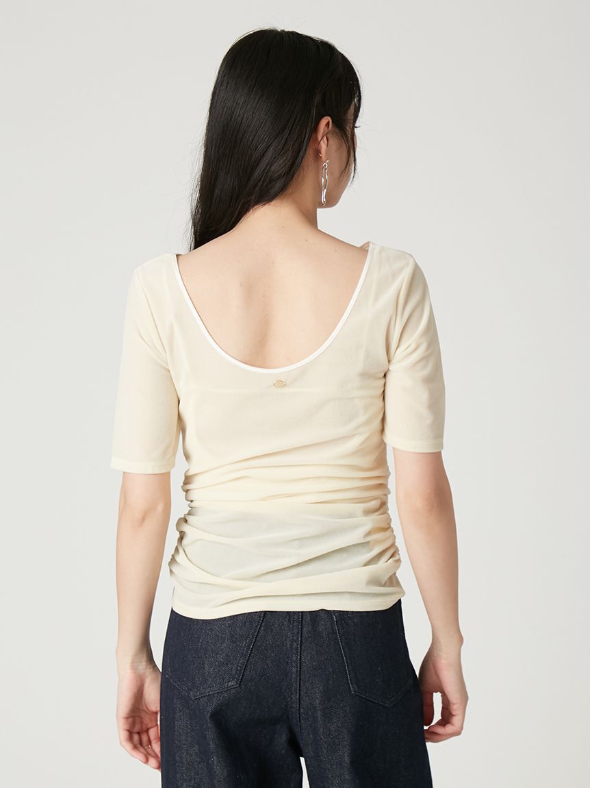 FRAY I.D「シアーベロアバックオープンTシャツ」|Tシャツ・カットソー|