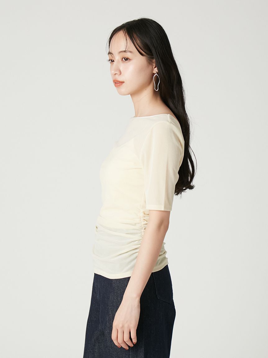 FRAY I.D「シアーベロアバックオープンTシャツ」|Tシャツ・カットソー|