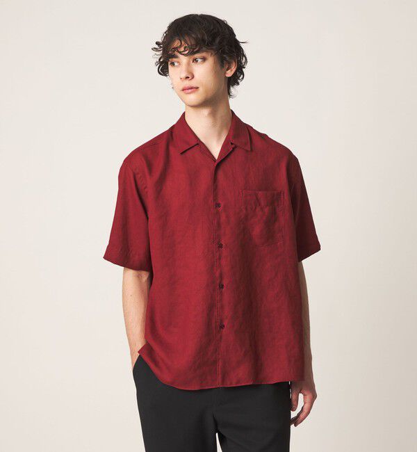 UNITED ARROWS「トリアセテート/ポリエステル ツイル オープンカラーシャツ」|シャツ・ブラウス|RED
