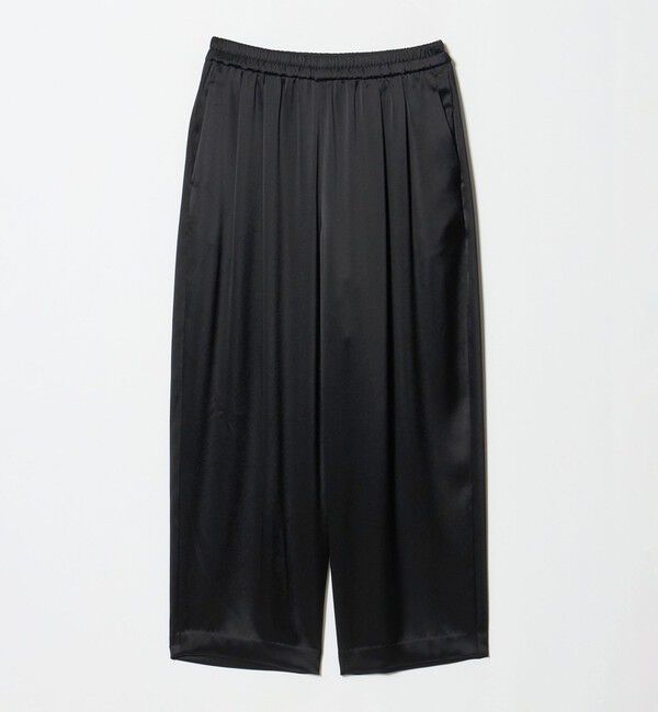 UNITED ARROWS「サテン ギャザー テーパード ワイドパンツ」|その他|BLACK