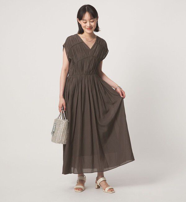 UNITED ARROWS green label relaxing「ティアード ギャザー ワンピース」|ワンピース|DK.BROWN