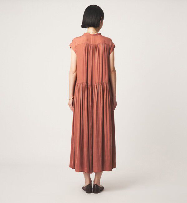 UNITED ARROWS green label relaxing「サテン ギャザー フレンチスリーブ ワンピース」|ワンピース|