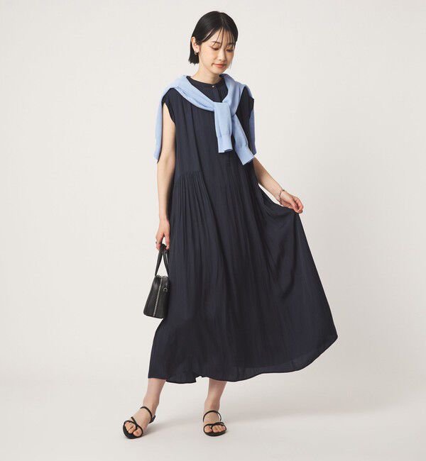 UNITED ARROWS green label relaxing「サテン ギャザー フレンチスリーブ ワンピース」|ワンピース|