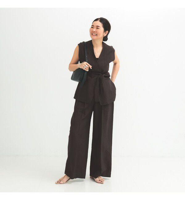 Demi-Luxe BEAMS 「シンプル リネン ワイドパンツ .M」|チノ|BITTER_BROWN