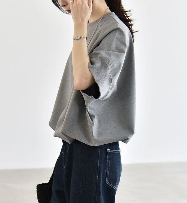 quaranciel「quaranciel:〈洗濯機可能〉ライト ポンチ ハーフスリーブ ドロスト ルーズ TEE」|Tシャツ・カットソー|