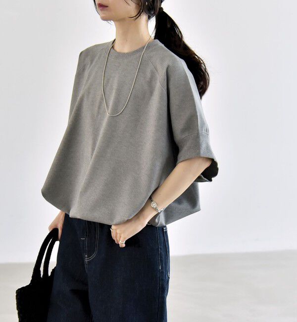 quaranciel「quaranciel:〈洗濯機可能〉ライト ポンチ ハーフスリーブ ドロスト ルーズ TEE」|Tシャツ・カットソー|