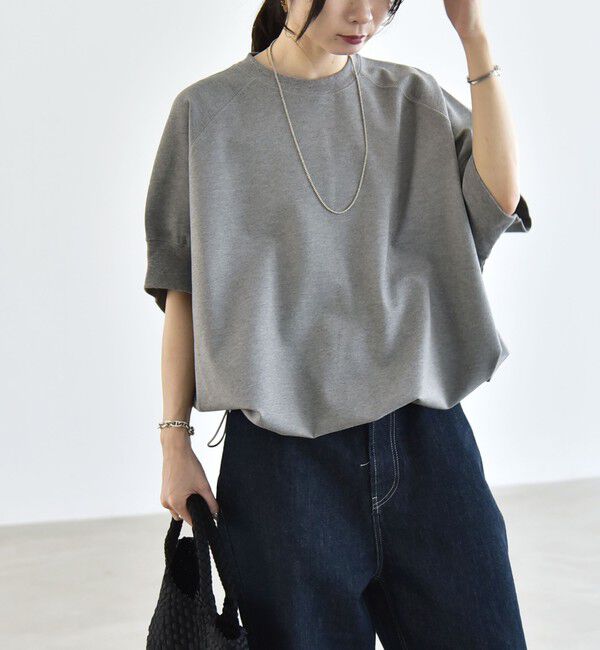 quaranciel「quaranciel:〈洗濯機可能〉ライト ポンチ ハーフスリーブ ドロスト ルーズ TEE」|Tシャツ・カットソー|