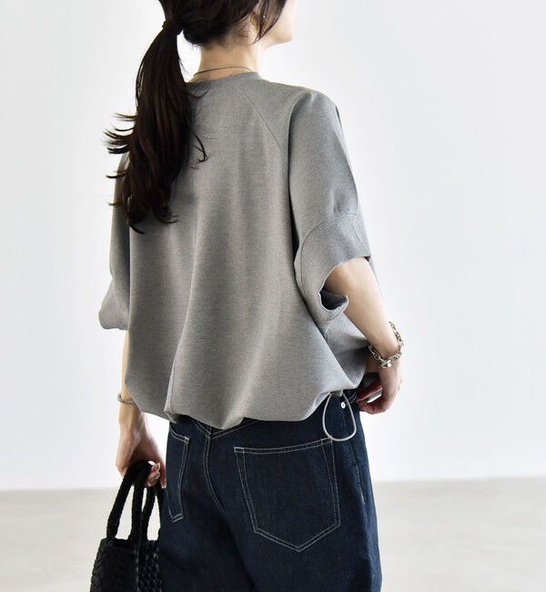 quaranciel「quaranciel:〈洗濯機可能〉ライト ポンチ ハーフスリーブ ドロスト ルーズ TEE」|Tシャツ・カットソー|