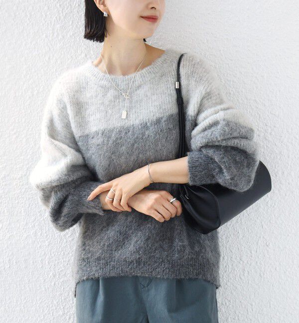SHIPS for women「【WEB限定】〈手洗い可能〉モヘヤ混 グラデーション ニット プルオーバー」|ニット・セーター|グレー