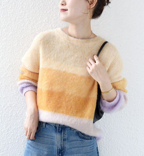 SHIPS for women「【WEB限定】〈手洗い可能〉モヘヤ混 グラデーション ニット プルオーバー」|ニット・セーター|