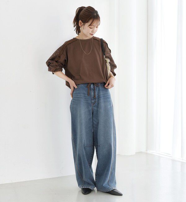 SHIPS for women「【WEB限定】〈手洗い可能〉レース コンビ カットソー」|Tシャツ・カットソー|