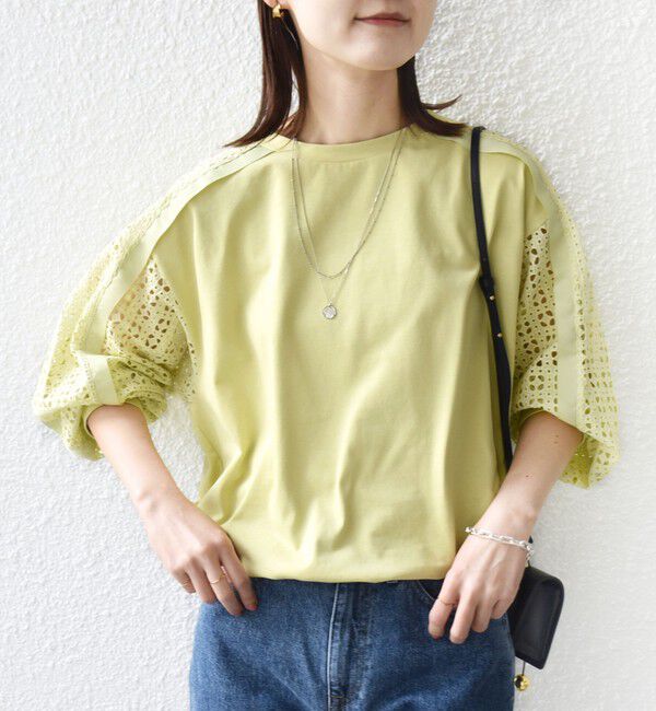 SHIPS for women「【WEB限定】〈手洗い可能〉レース コンビ カットソー」|Tシャツ・カットソー|
