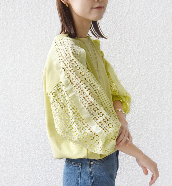 SHIPS for women「【WEB限定】〈手洗い可能〉レース コンビ カットソー」|Tシャツ・カットソー|