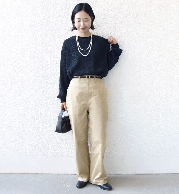 SHIPS for women「【WEB限定】〈手洗い可能〉ウェーブ クレープ ヘンリー 2WAY プルオーバー」|Tシャツ・カットソー|