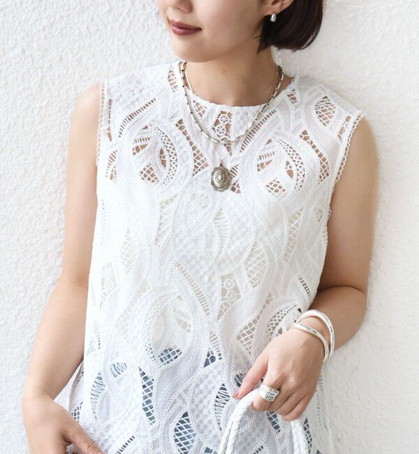 SHIPS for women「〈手洗い可能〉刺繍 レース ノースリーブ プルオーバー」|その他|