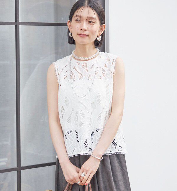 SHIPS for women「〈手洗い可能〉刺繍 レース ノースリーブ プルオーバー」|その他|