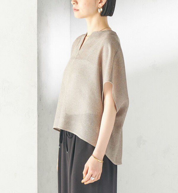 SHIPS for women「〈手洗い可能〉シャンブレー カラミ スキッパー プルオーバー」|シャツ・ブラウス|