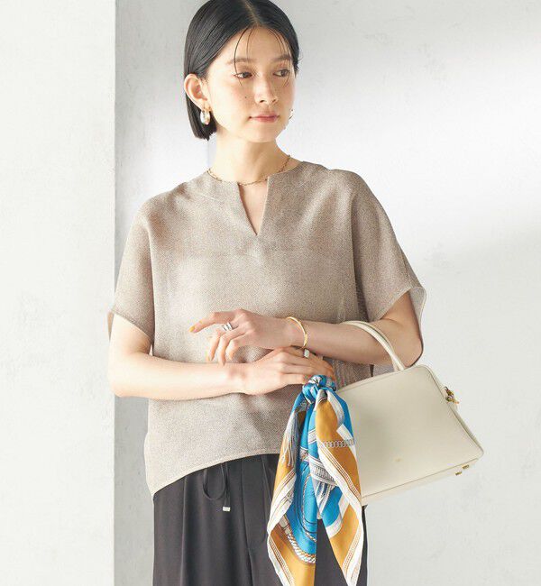 SHIPS for women「〈手洗い可能〉シャンブレー カラミ スキッパー プルオーバー」|シャツ・ブラウス|