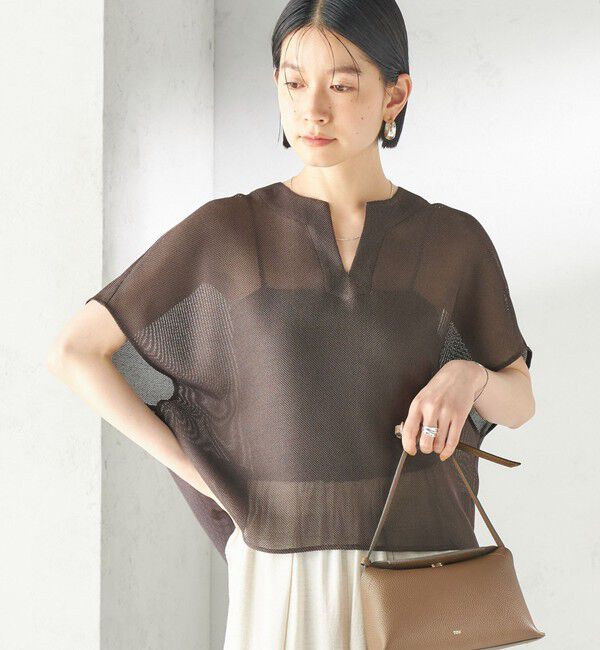 SHIPS for women「〈手洗い可能〉シャンブレー カラミ スキッパー プルオーバー」|シャツ・ブラウス|ブラウン