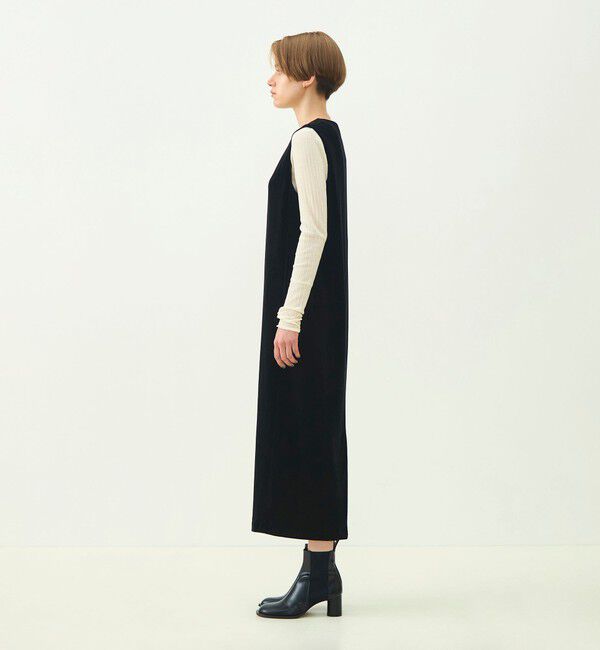 MACPHEE「コットンポリエステルベロア Vネックワンピース」|ワンピース|