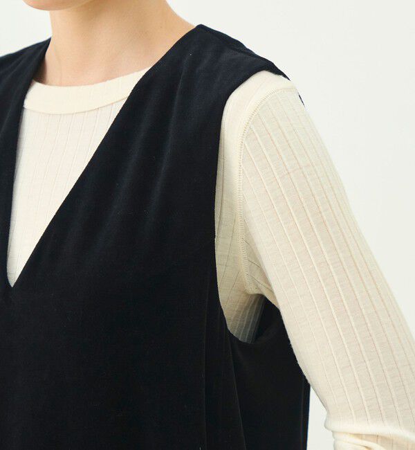 MACPHEE「コットンポリエステルベロア Vネックワンピース」|ワンピース|