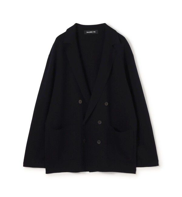 GALERIE VIE「ウーステッドウールミラノリブ ダブルブレストジャケット」|カーディガン|69 ネイビー