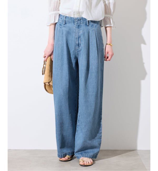 SLOBE IENA「《4サイズ展開/追加》LEDENIM TUCK TROUSERデニム」|デニム|ブルー A
