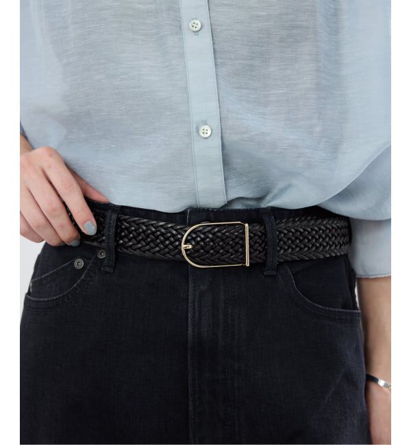IENA「JAMIRAY/ジャミレイ LEATHER MESH BELT ベルト 254-270801」|ベルト|ブラック