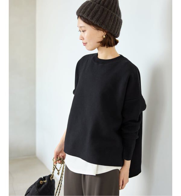 SLOBE IENA「《WEB限定カラーあり/シリーズあり/追加予約》コットンダブルフェイスプルオーバー」|ニット・セーター|