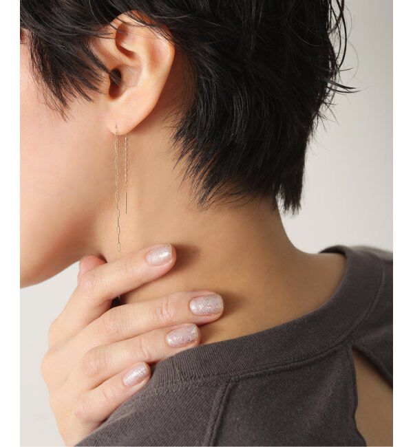 Lilas by Spick&Span「ペーパークリップチェーンロングピアス K10（両耳）」|ピアス|