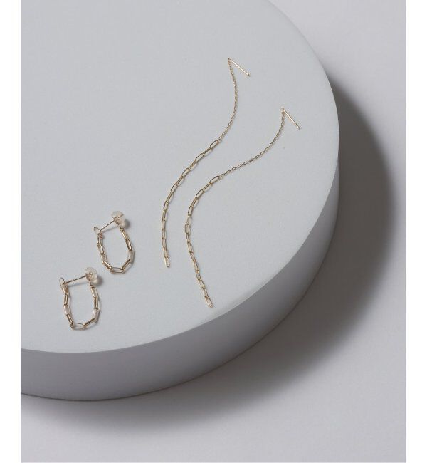 Lilas by Spick&Span「ペーパークリップチェーンロングピアス K10（両耳）」|ピアス|