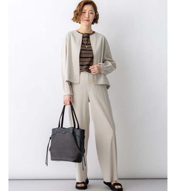 23区「リネンレーヨンストレッチ ノーカラー ブルゾン」|その他|