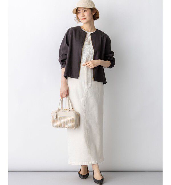 23区「リネンレーヨンストレッチ ノーカラー ブルゾン」|その他|