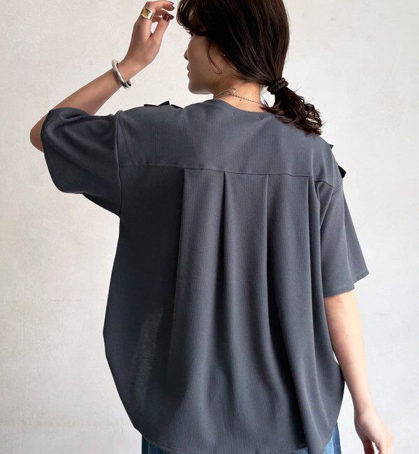  「【WEB限定】ランダムフリルワッフル半袖トップス」|Tシャツ・カットソー|
