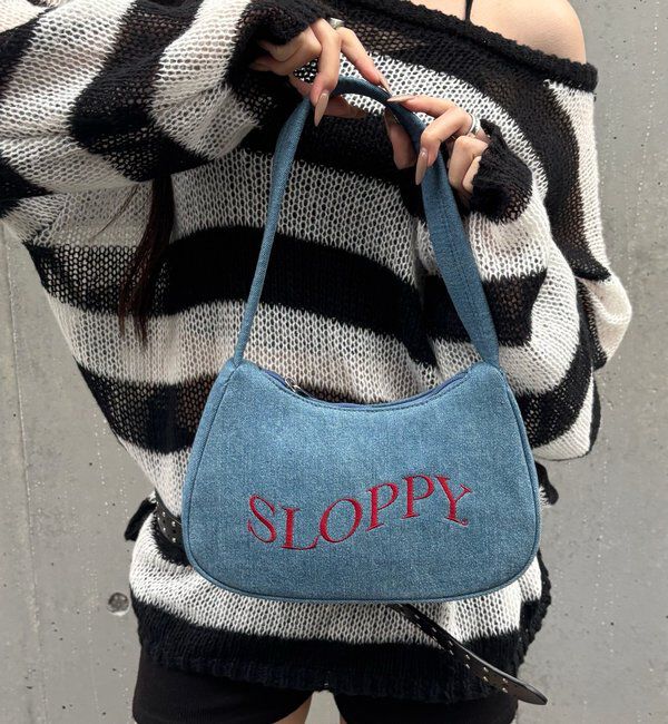  「SLOPPY ロゴショルダーバッグ（無地/カモ/デニム/レオ/ドット）」|ショルダー・メッセンジャー|サックスブルー