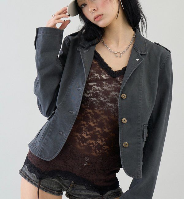  「【26AW LOOK掲載品番】2wayスタンドミリタリージャケット」|ブルゾン・スタジャン|チャコールグレー