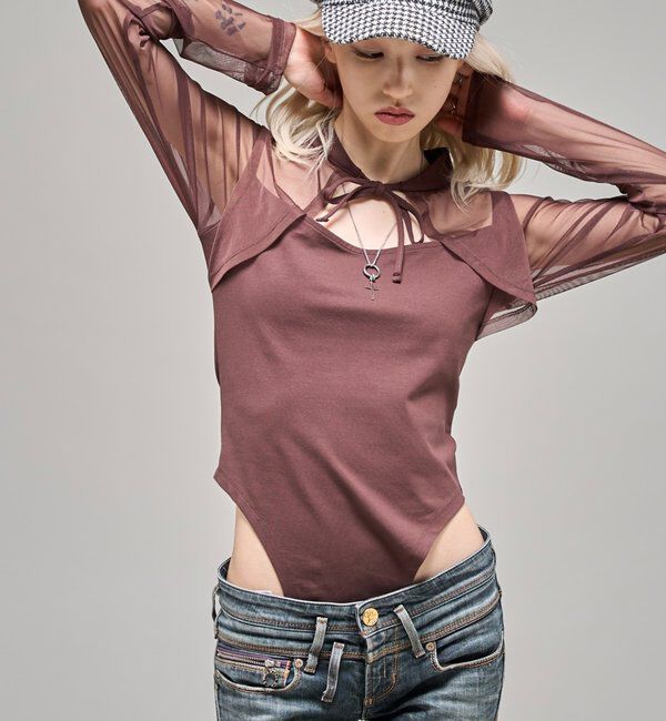  「ホールネックドッキングトップス」|Tシャツ・カットソー|