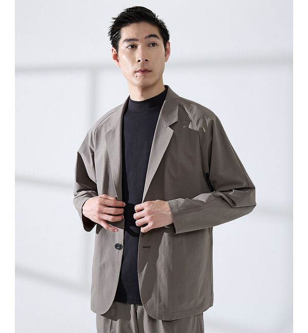 ABAHOUSE「【リラックスフィット】360&deg;ストレッチ リップストップ ジャケット / セット」|テーラードジャケット|チャコールグレー