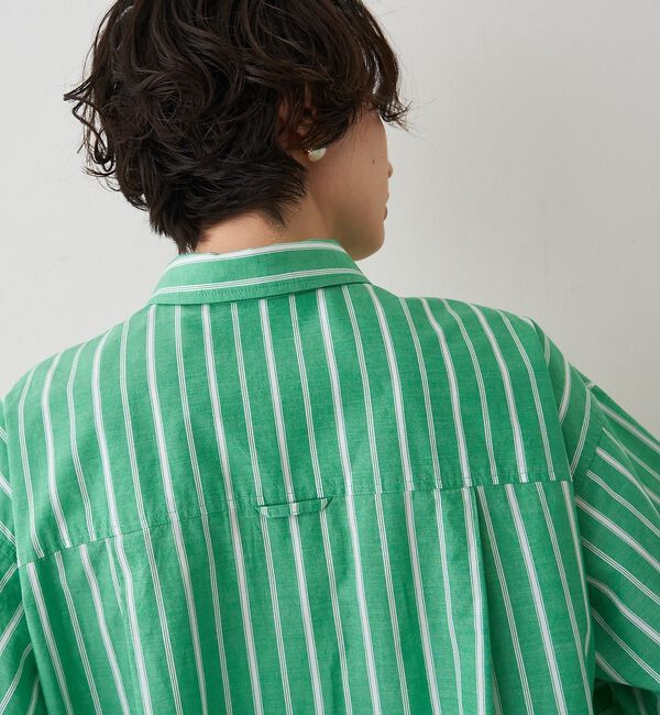 Rouge vif「胸ポケットコットン ルーズフィットストライプシャツ」|シャツ・ブラウス|