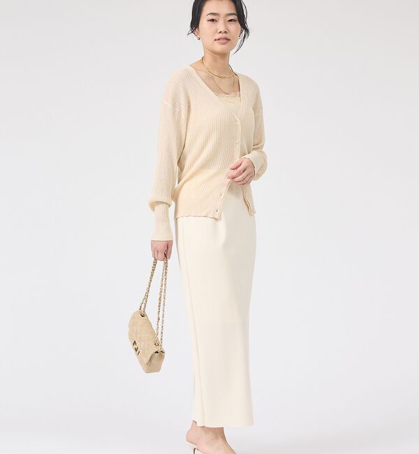 Rouge vif「【一部店舗限定】レースキャミ付きニットアンサンブル/カーディガン/レーストップス」|カーディガン|