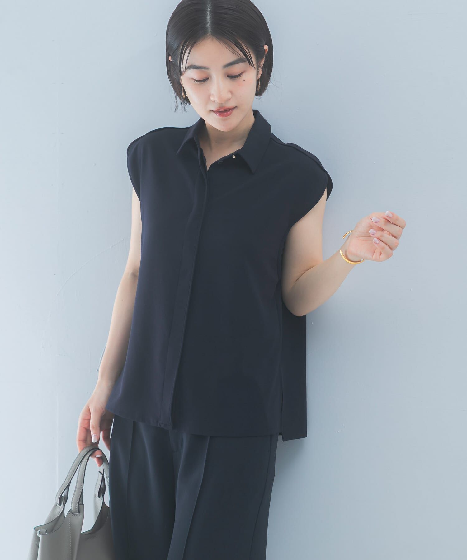 URBAN RESEARCH ROSSO「クールタッチ 防シワ シャツブラウス」|シャツ・ブラウス|ブルー系その他