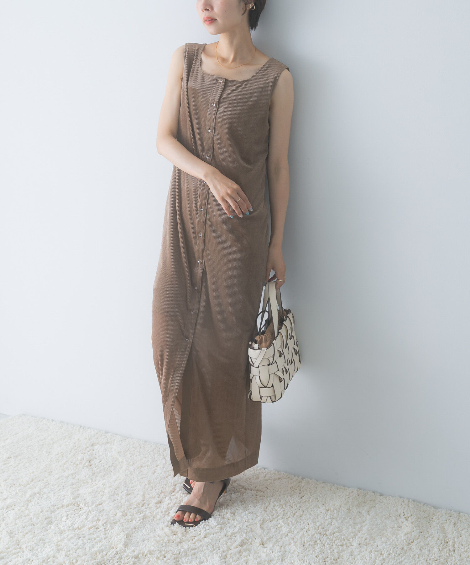 URBAN RESEARCH ROSSO「シアーベロアスクエアネックワンピース」|ワンピース|