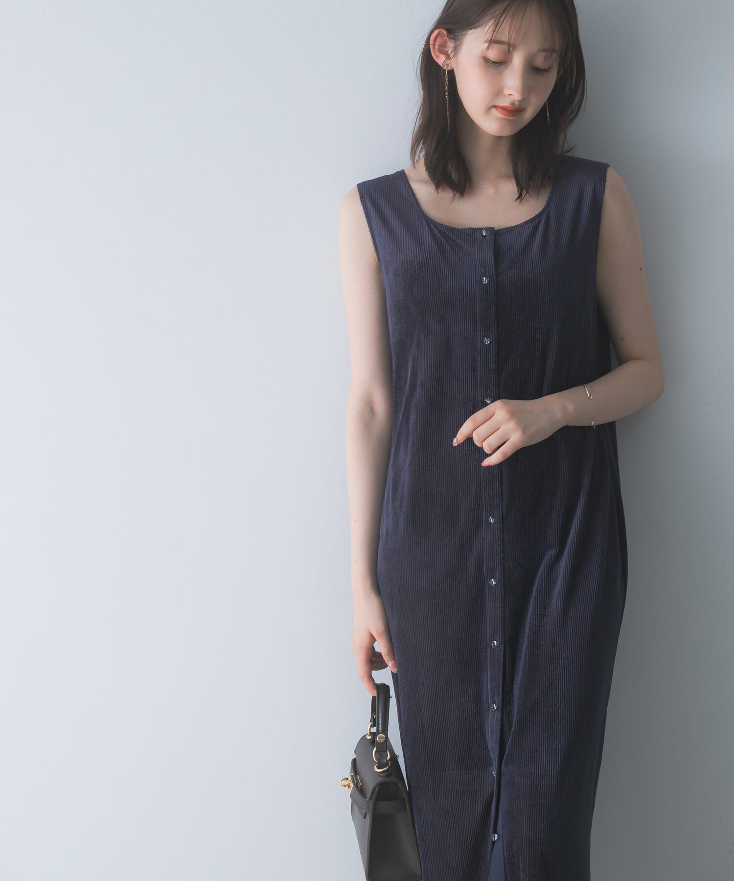 URBAN RESEARCH ROSSO「シアーベロアスクエアネックワンピース」|ワンピース|