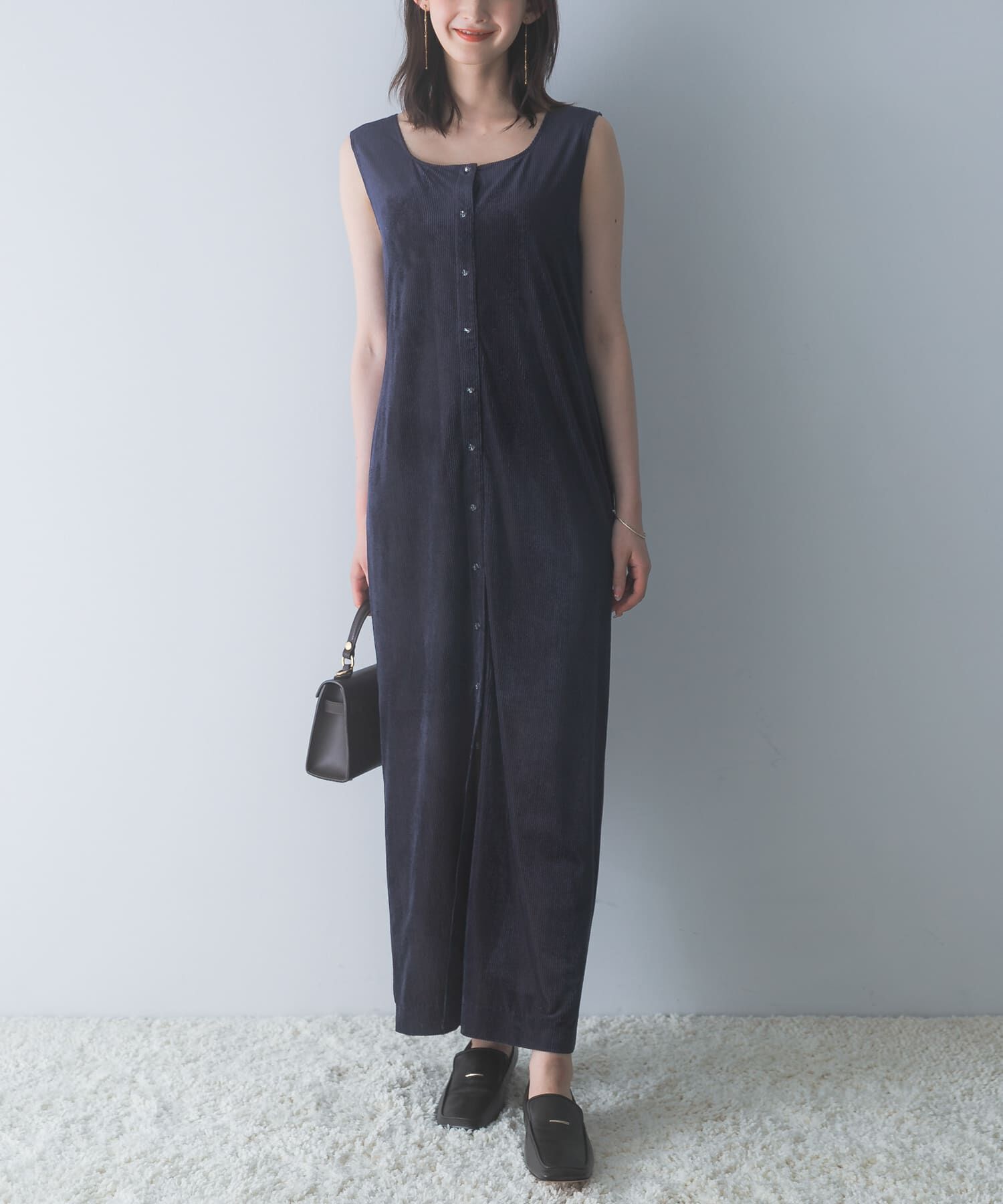 URBAN RESEARCH ROSSO「シアーベロアスクエアネックワンピース」|ワンピース|