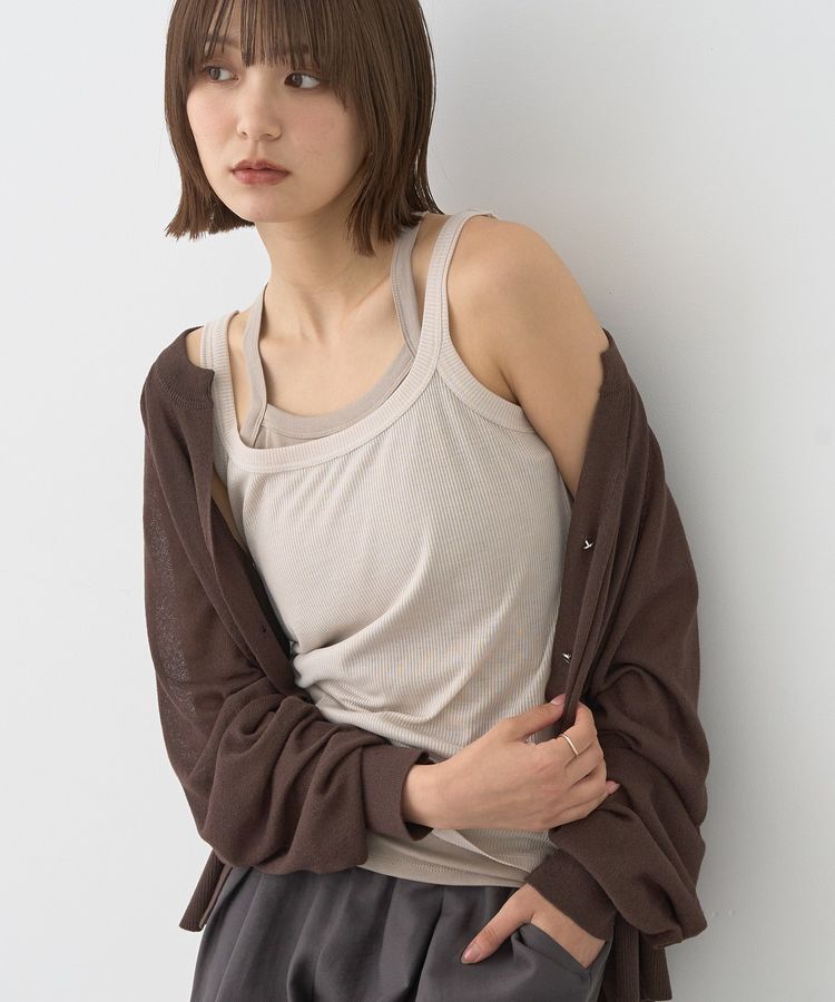 earth music&ecology「配色レイヤードタンクトップ」|インナー|Gray Beige