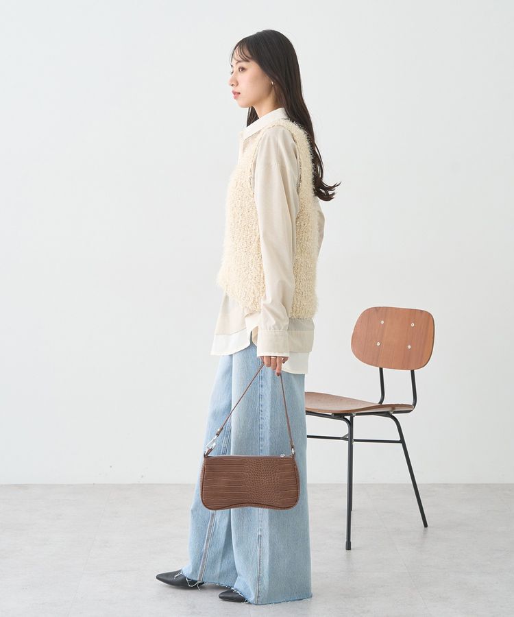 earth music&ecology「セルフカットワイドデニムパンツ」|デニム|