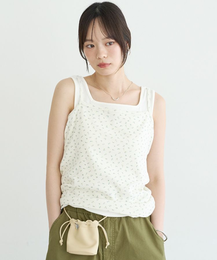 earth music&ecology「パターンメッシュフラワーキャミソール」|キャミソール|