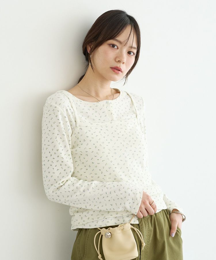 earth music&ecology「パターンメッシュフラワーキャミソール」|キャミソール|