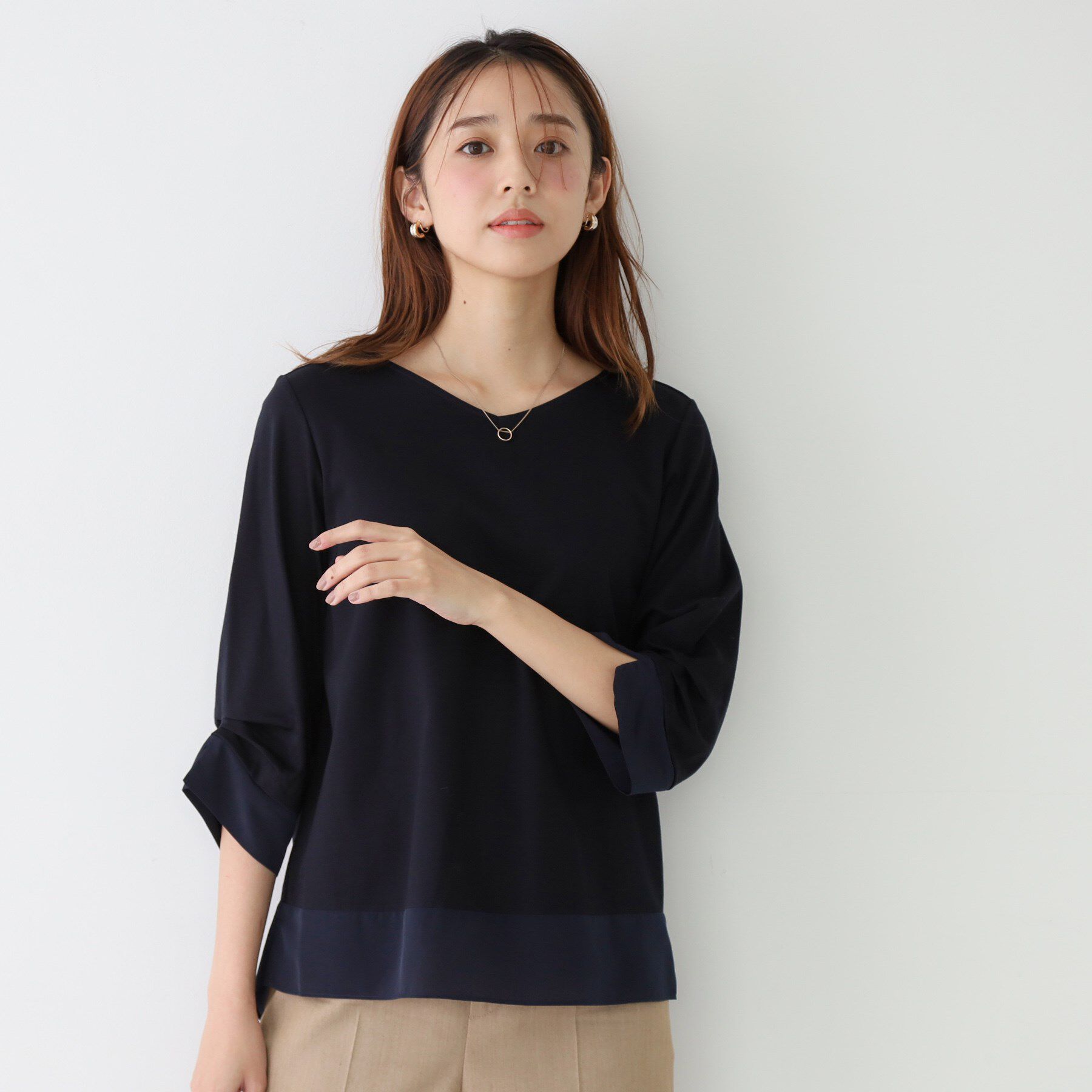 COUP DE CHANCE「【手洗い可／日本製】異素材ドッキングのカットソー」|Tシャツ・カットソー|